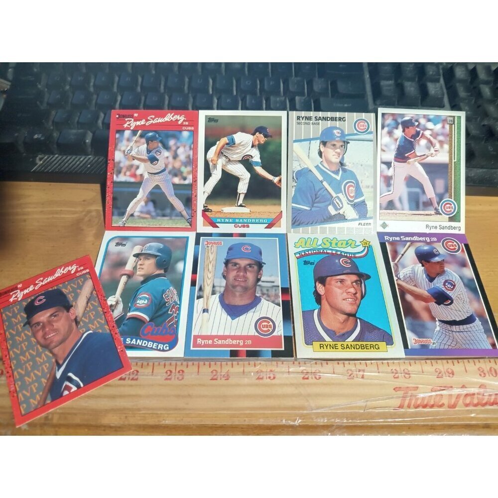 Ryne Sandberg 9 Different Card Lot 11 Chicago Cubs